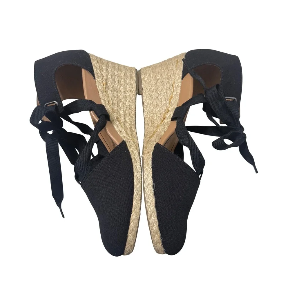 Vionic Kaitlyn Wedge Sandal Womens 9.5 Black Espadrille Orthotic VS415